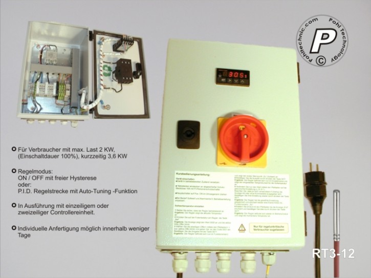 P.I.D.-Temperatursteuerung 230VAC 10A im Wandschaltschrank
