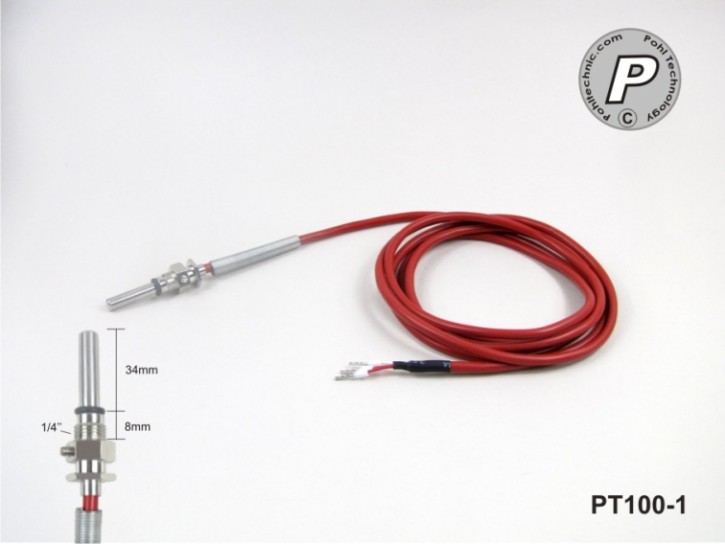 PT100-1 Fühler 50x6 VA-poliert mit Verschraubung + Zubehör